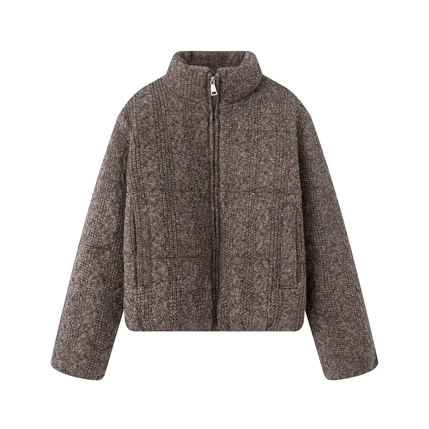Women's Luxury Winter Wide-waisted Beige Wine Red Padded Coats Ladies Elegant High Quality Knitted Thicken Warm Jackets Parkas