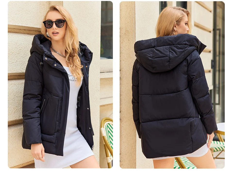 GASMAN 2023 New Coats Women Winter Down Jacket Classic Design Zipper Fleece Pocket Female Elegant Parkas 83284