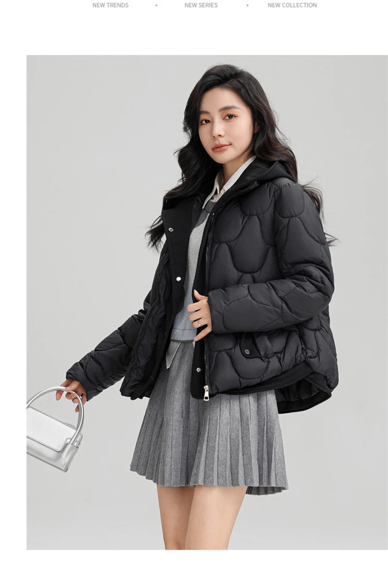 Winter New Fashion Cotton-Padded Jacket Women Small Slim Hooded Solid Parkas Girls Warm Coat Down Sustans Jackets Overcoat