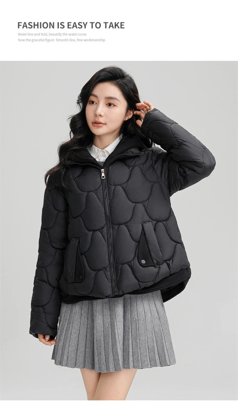 Winter New Fashion Cotton-Padded Jacket Women Small Slim Hooded Solid Parkas Girls Warm Coat Down Sustans Jackets Overcoat