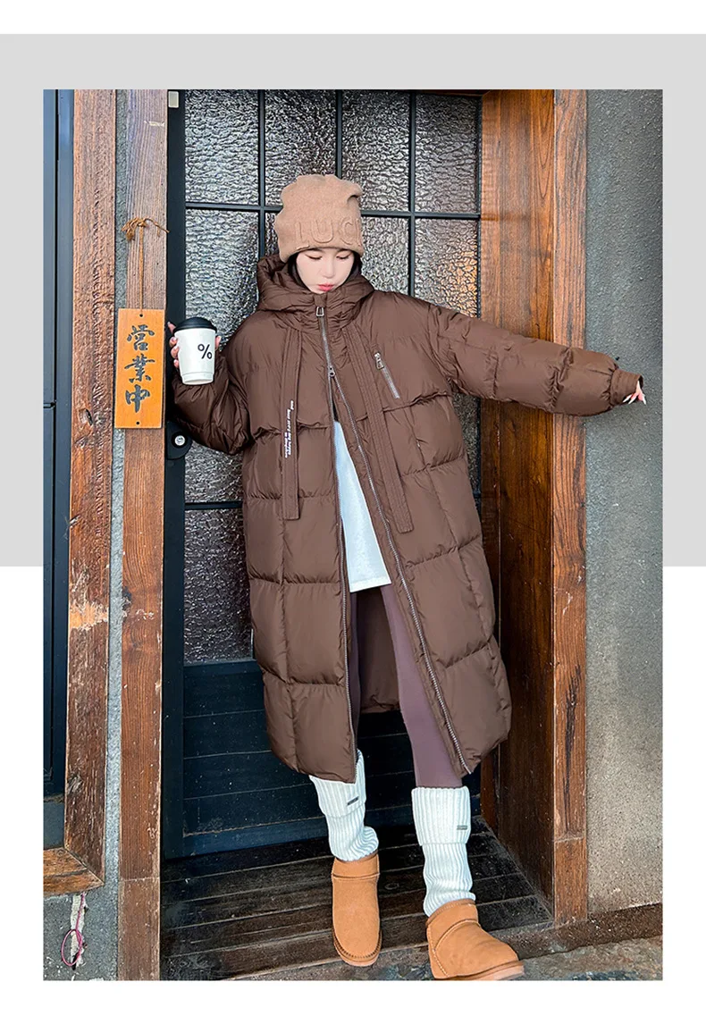 Women Winter Long Cotton Coat 2025 New Warm Thicken Cotton Padded Jacket Korean Loose Hooded Parkas Coat Women Outwear