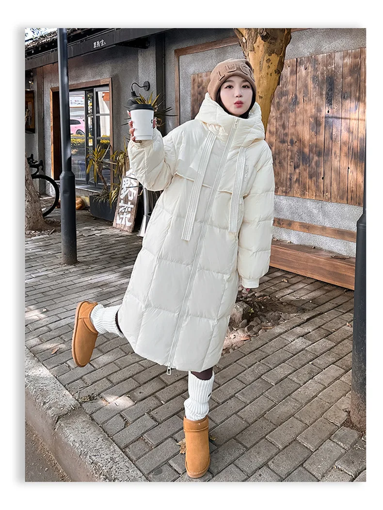 Women Winter Long Cotton Coat 2025 New Warm Thicken Cotton Padded Jacket Korean Loose Hooded Parkas Coat Women Outwear