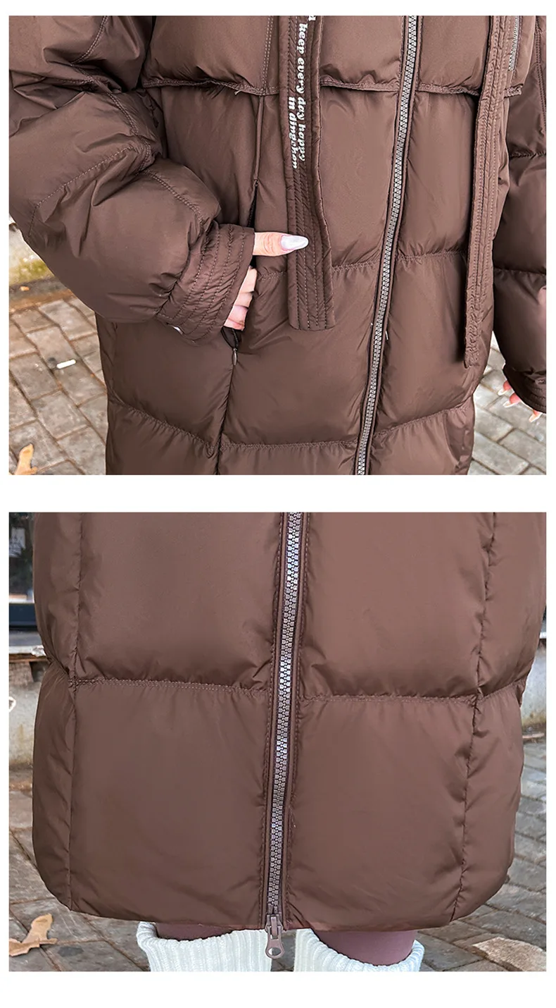 Women Winter Long Cotton Coat 2025 New Warm Thicken Cotton Padded Jacket Korean Loose Hooded Parkas Coat Women Outwear