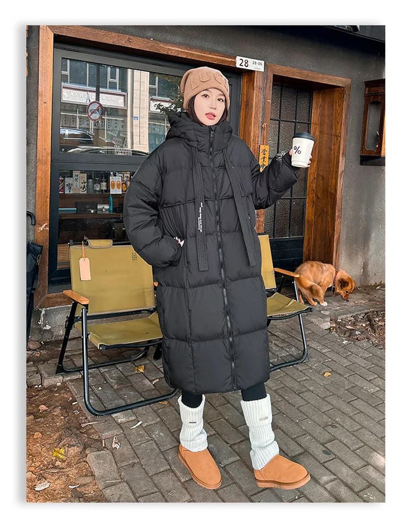Women Winter Long Cotton Coat 2025 New Warm Thicken Cotton Padded Jacket Korean Loose Hooded Parkas Coat Women Outwear