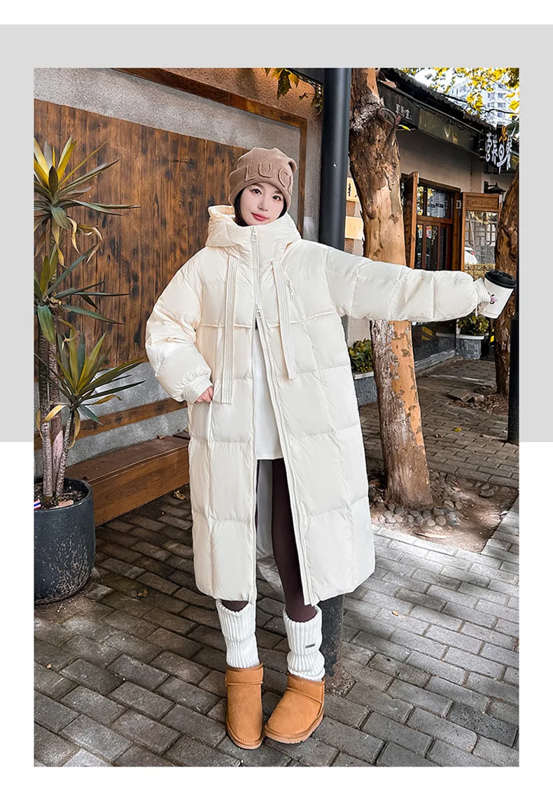 Women Winter Long Cotton Coat 2025 New Warm Thicken Cotton Padded Jacket Korean Loose Hooded Parkas Coat Women Outwear