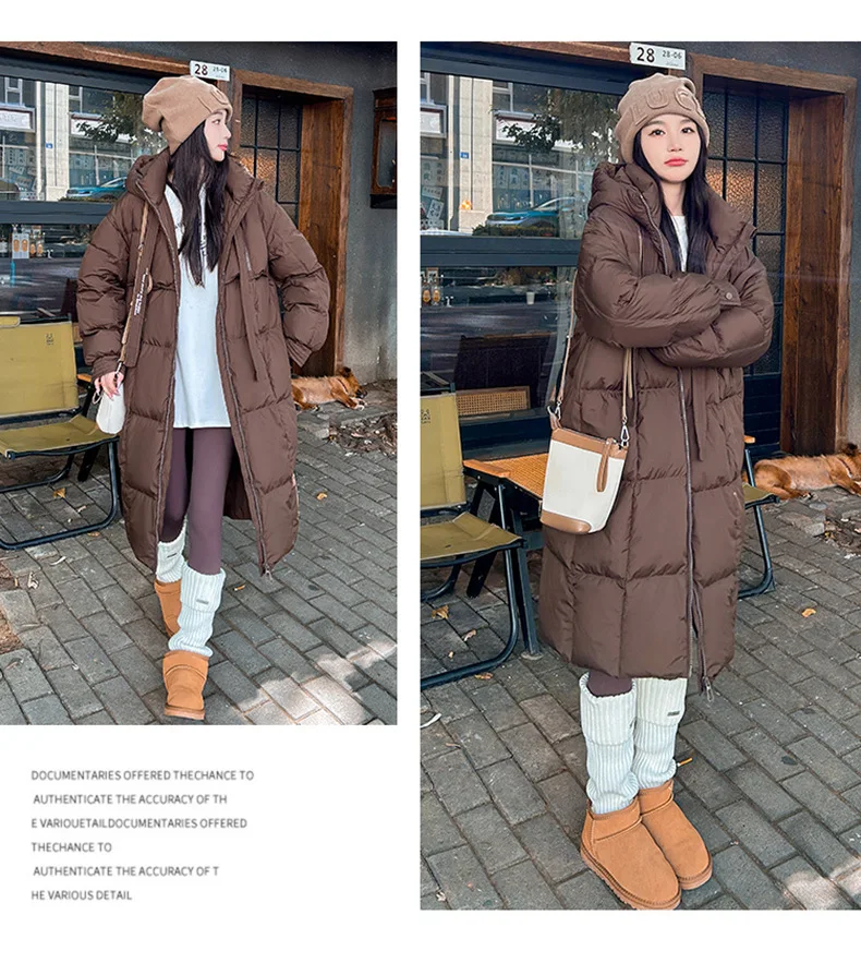 Women Winter Long Cotton Coat 2025 New Warm Thicken Cotton Padded Jacket Korean Loose Hooded Parkas Coat Women Outwear