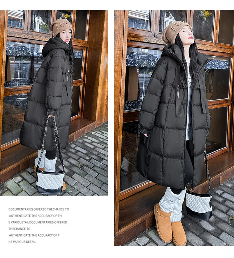 Women Winter Long Cotton Coat 2025 New Warm Thicken Cotton Padded Jacket Korean Loose Hooded Parkas Coat Women Outwear