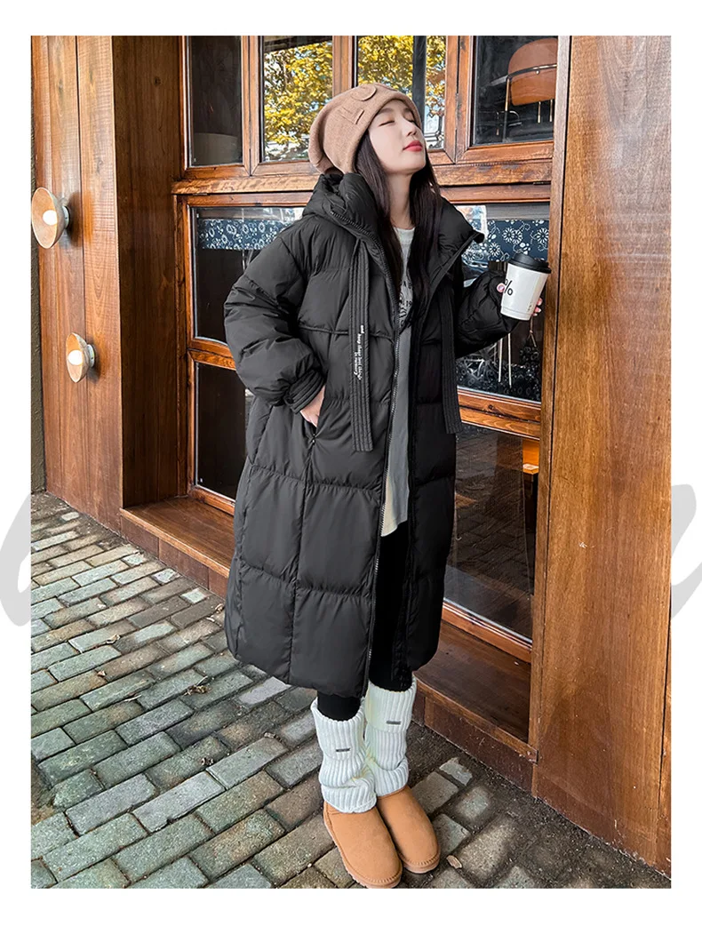 Women Winter Long Cotton Coat 2025 New Warm Thicken Cotton Padded Jacket Korean Loose Hooded Parkas Coat Women Outwear