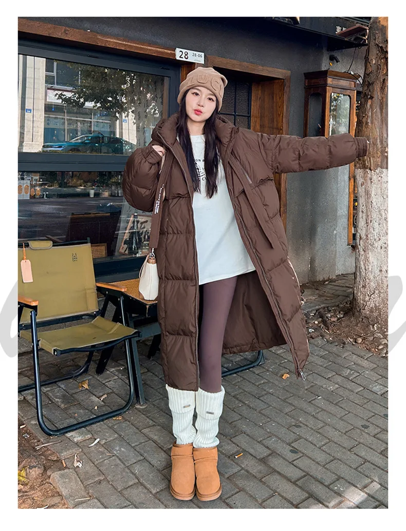 Women Winter Long Cotton Coat 2025 New Warm Thicken Cotton Padded Jacket Korean Loose Hooded Parkas Coat Women Outwear