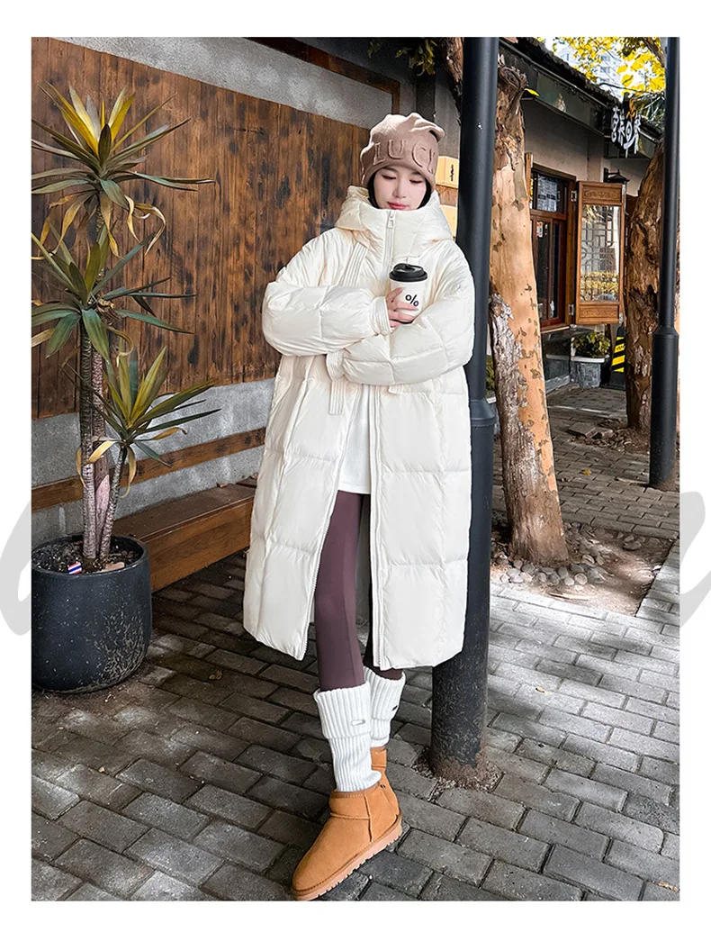 Women Winter Long Cotton Coat 2025 New Warm Thicken Cotton Padded Jacket Korean Loose Hooded Parkas Coat Women Outwear