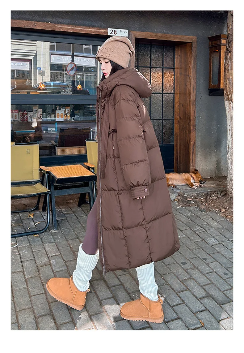 Women Winter Long Cotton Coat 2025 New Warm Thicken Cotton Padded Jacket Korean Loose Hooded Parkas Coat Women Outwear