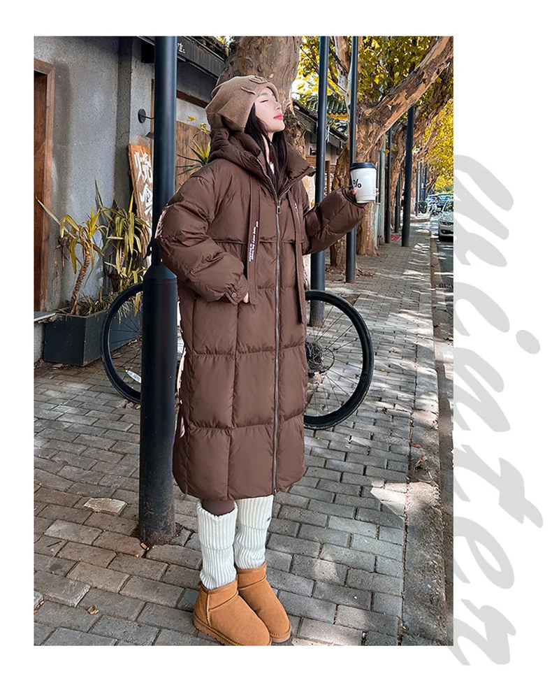 Women Winter Long Cotton Coat 2025 New Warm Thicken Cotton Padded Jacket Korean Loose Hooded Parkas Coat Women Outwear