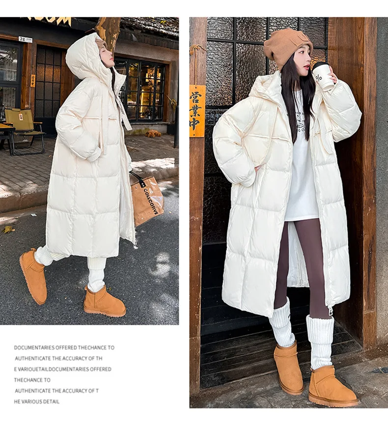 Women Winter Long Cotton Coat 2025 New Warm Thicken Cotton Padded Jacket Korean Loose Hooded Parkas Coat Women Outwear