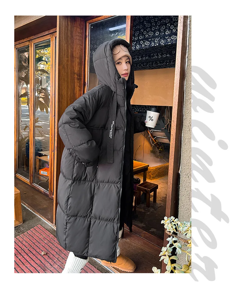 Women Winter Long Cotton Coat 2025 New Warm Thicken Cotton Padded Jacket Korean Loose Hooded Parkas Coat Women Outwear
