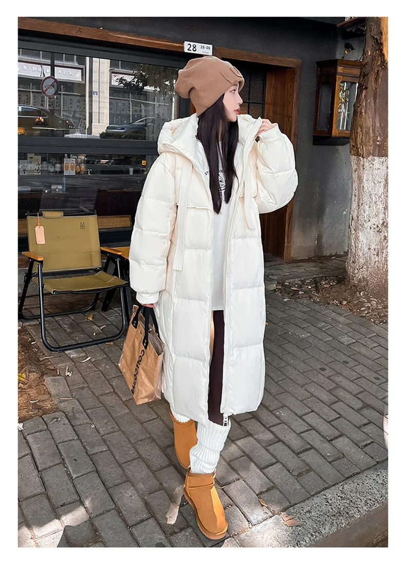 Women Winter Long Cotton Coat 2025 New Warm Thicken Cotton Padded Jacket Korean Loose Hooded Parkas Coat Women Outwear