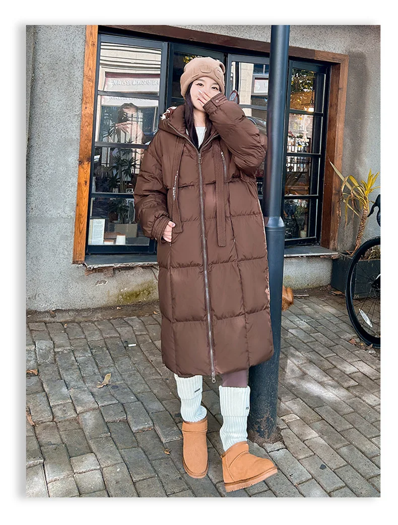 Women Winter Long Cotton Coat 2025 New Warm Thicken Cotton Padded Jacket Korean Loose Hooded Parkas Coat Women Outwear
