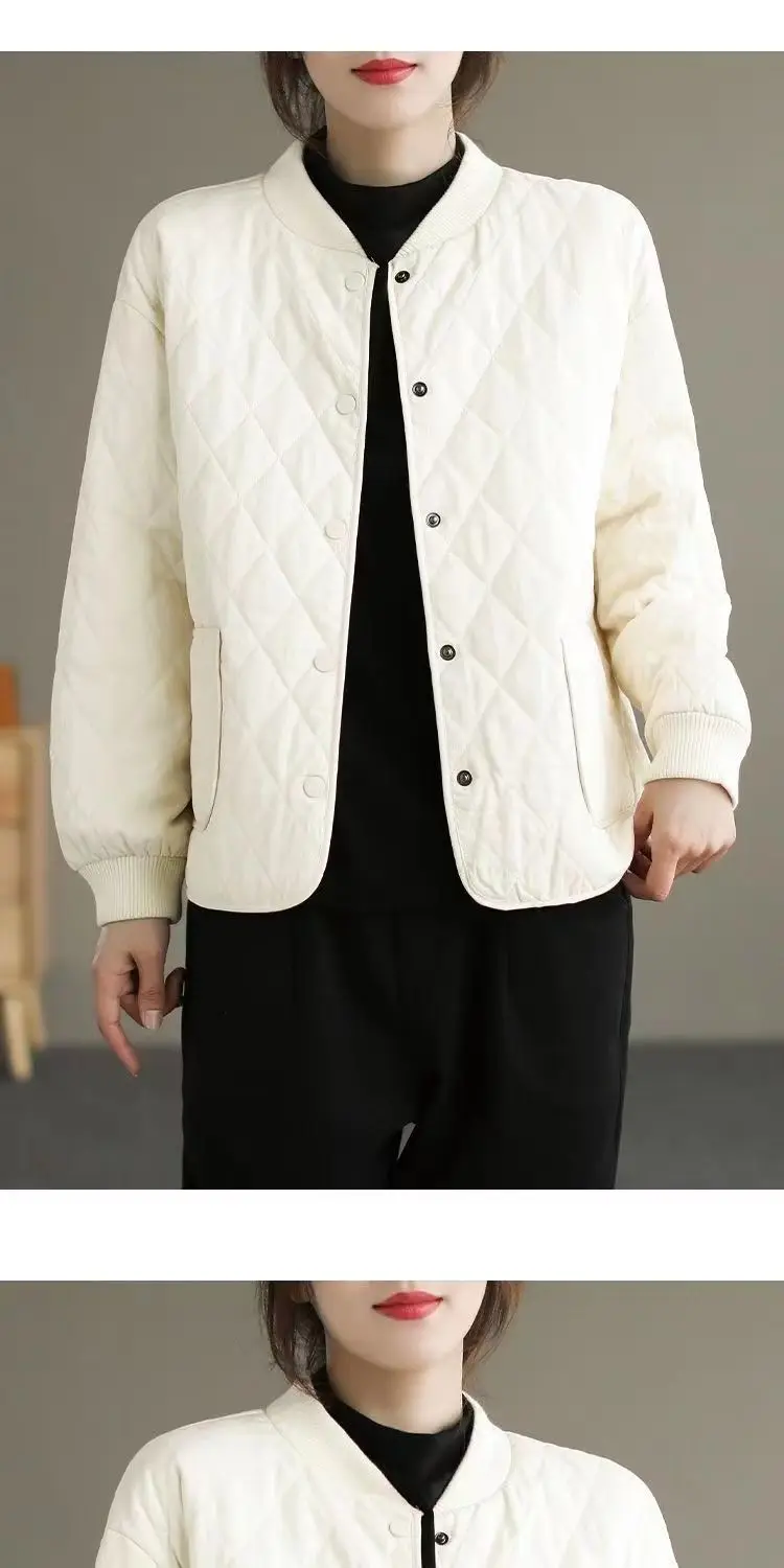 Autumn Winter Cotton Coat Women Quilted Jacket Trends Fashion Lightweight Jackets Long Sleeve Single Breasted Jacket Black New