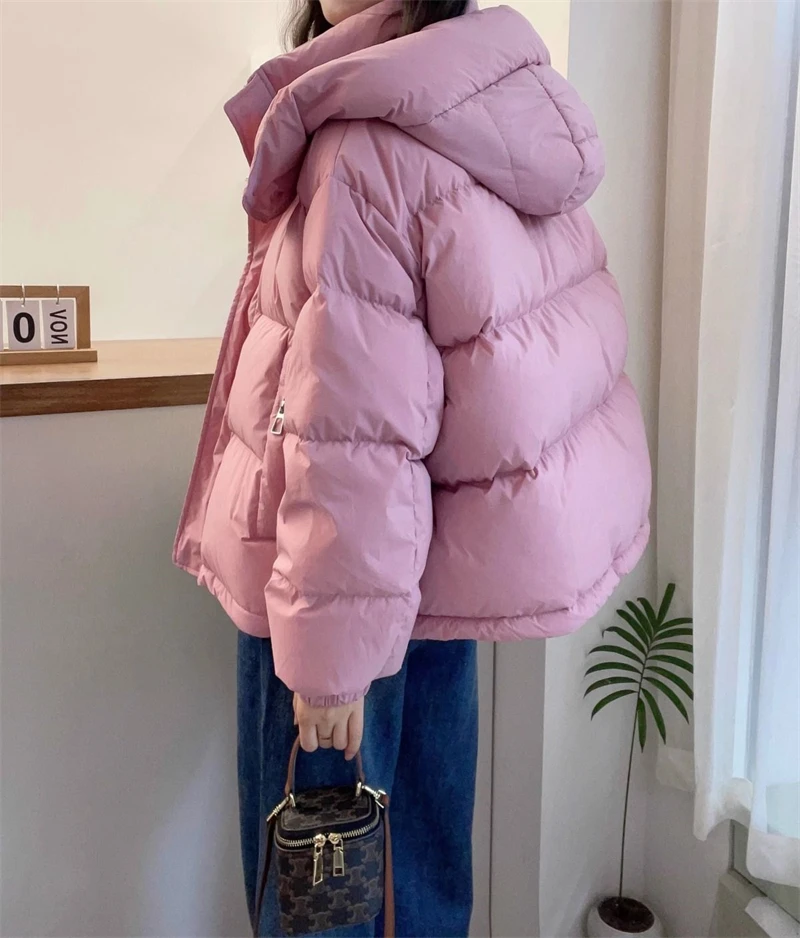 2025 New Winter Puffer Jacket Women Warm Parkas Solid Long Sleeve Casual Cotton Padded Jacket Hooded Snow Wear Coat Female