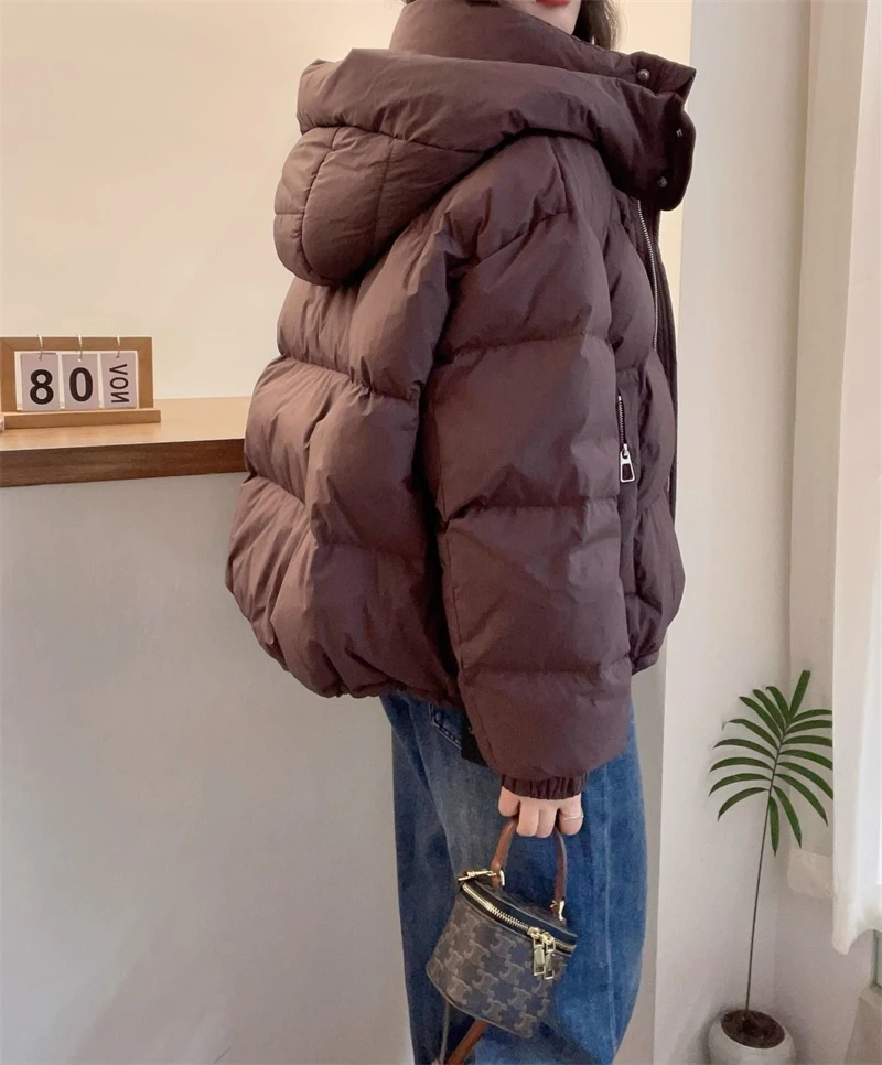 2025 New Winter Puffer Jacket Women Warm Parkas Solid Long Sleeve Casual Cotton Padded Jacket Hooded Snow Wear Coat Female