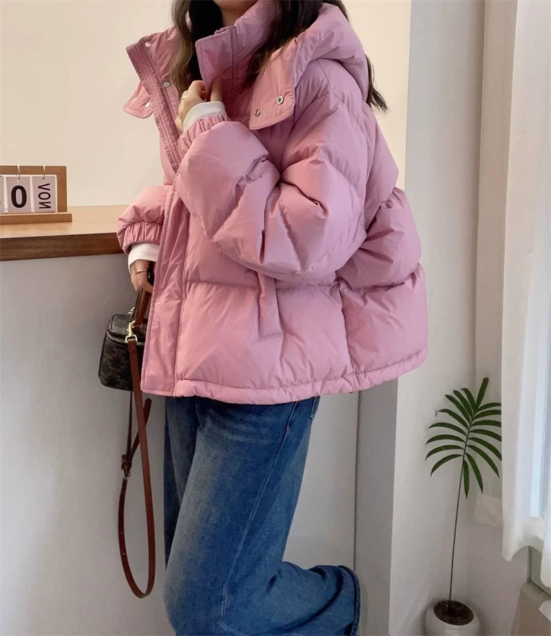 2025 New Winter Puffer Jacket Women Warm Parkas Solid Long Sleeve Casual Cotton Padded Jacket Hooded Snow Wear Coat Female