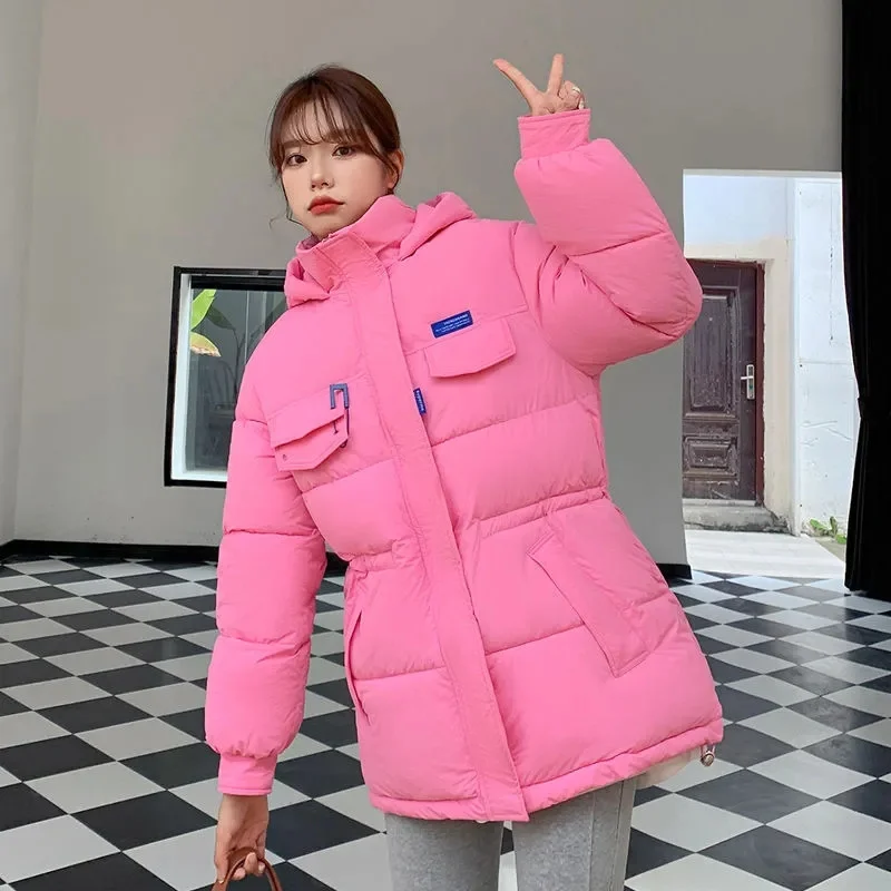 2025 New Winter Hooded Parka Women's Down Cotton Jacket Puffer Coat Overcoat Thick Warm Cotton Padded Jacket Snow Wear Outwear
