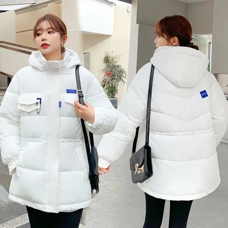 2025 New Winter Hooded Parka Women's Down Cotton Jacket Puffer Coat Overcoat Thick Warm Cotton Padded Jacket Snow Wear Outwear