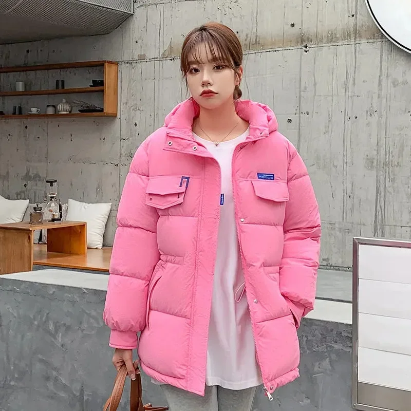2025 New Winter Hooded Parka Women's Down Cotton Jacket Puffer Coat Overcoat Thick Warm Cotton Padded Jacket Snow Wear Outwear