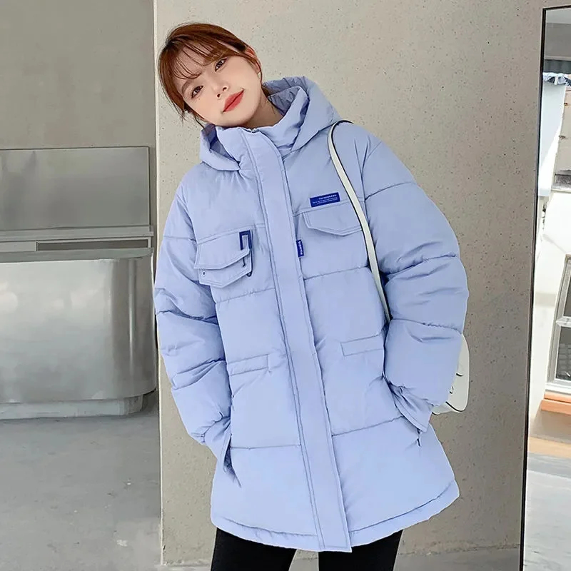 2025 New Winter Hooded Parka Women's Down Cotton Jacket Puffer Coat Overcoat Thick Warm Cotton Padded Jacket Snow Wear Outwear