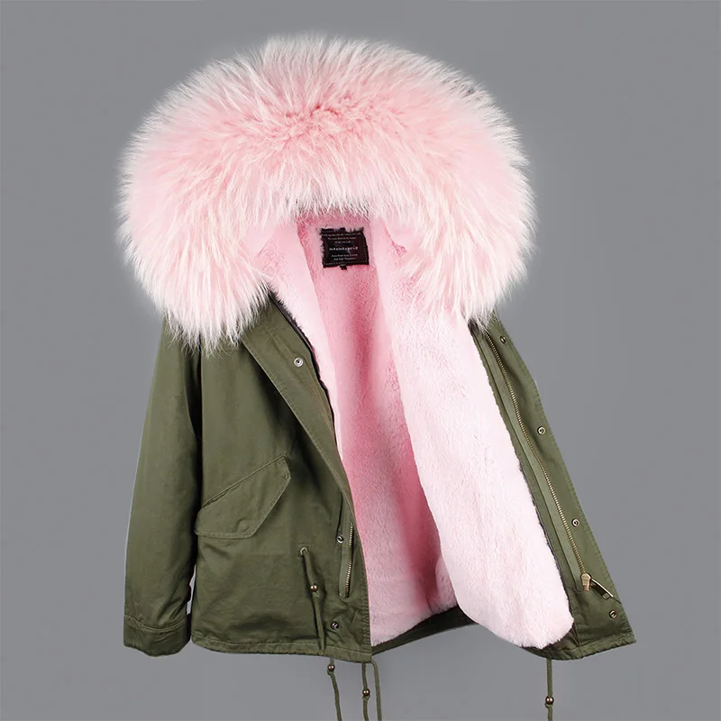 MAOMAOKONG 2026 Real Fur Coat New Fashion Fox Fur Collar Winter Women's Clothing Removable Lining Thickened Jacket Short Parka