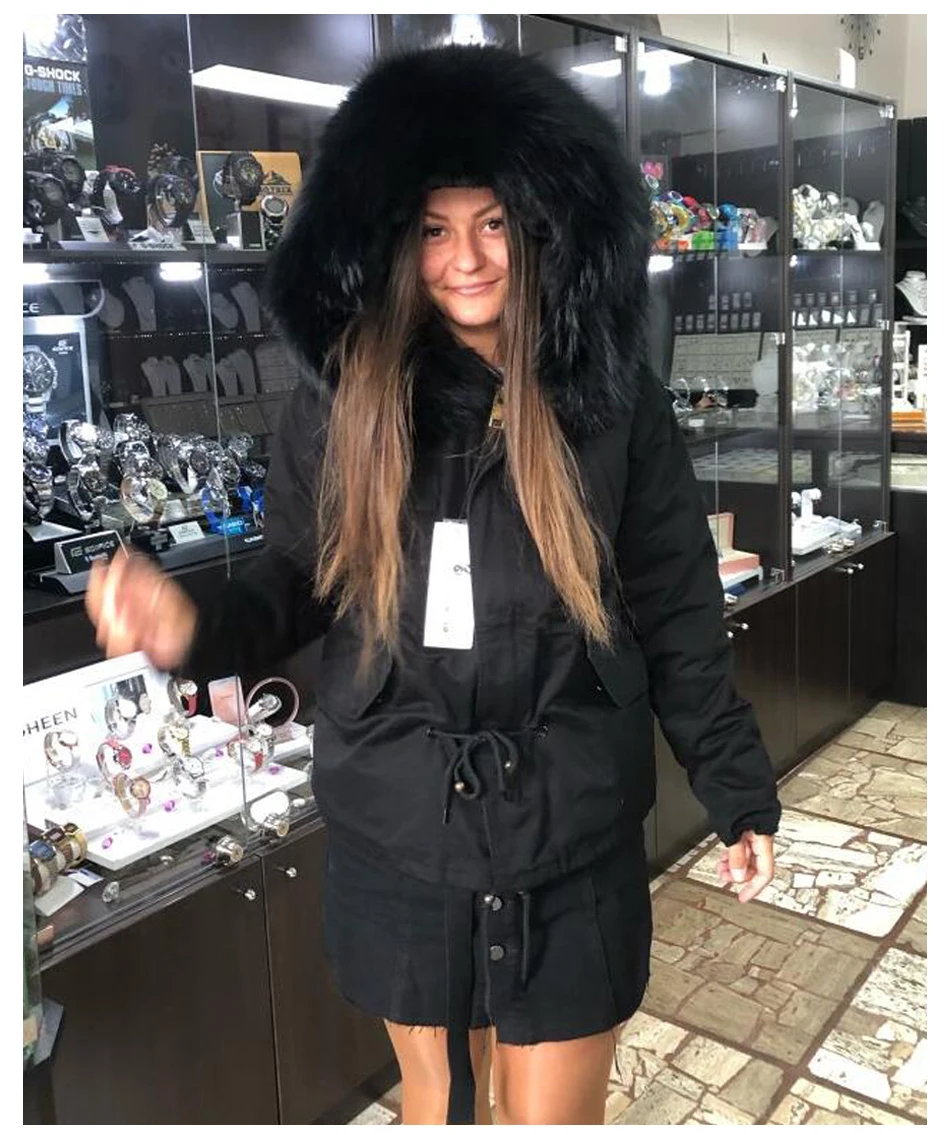 MAOMAOKONG 2026 Real Fur Coat New Fashion Fox Fur Collar Winter Women's Clothing Removable Lining Thickened Jacket Short Parka