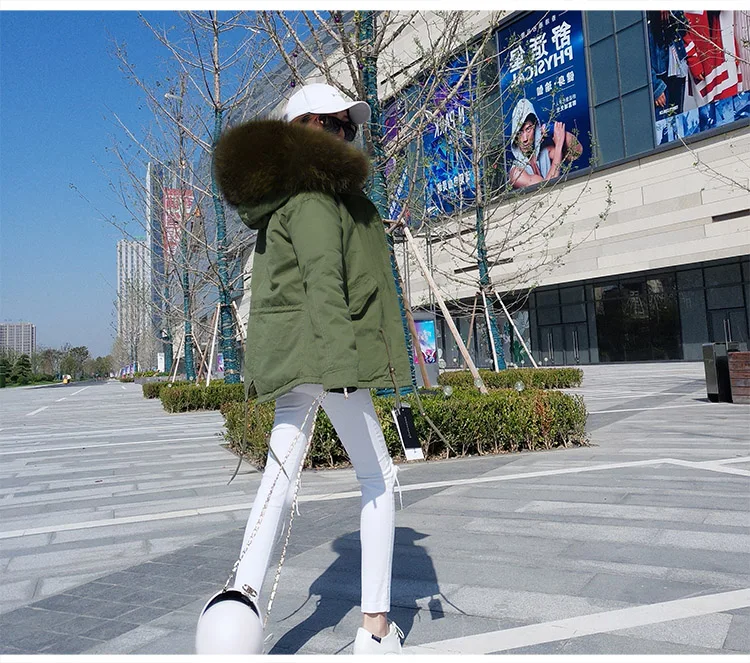 MAOMAOKONG 2026 Real Fur Coat New Fashion Fox Fur Collar Winter Women's Clothing Removable Lining Thickened Jacket Short Parka