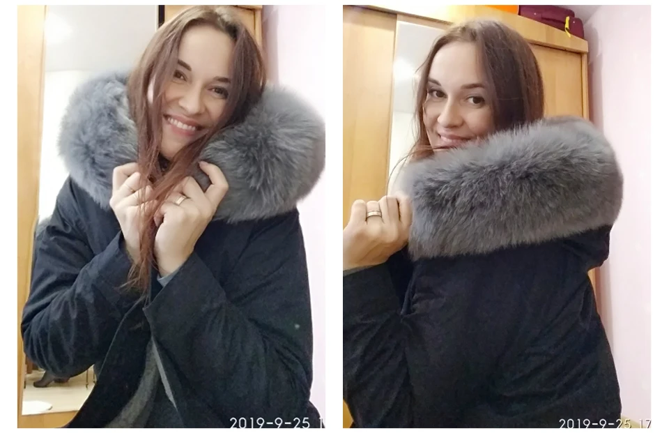 MAOMAOKONG 2026 Real Fur Coat New Fashion Fox Fur Collar Winter Women's Clothing Removable Lining Thickened Jacket Short Parka