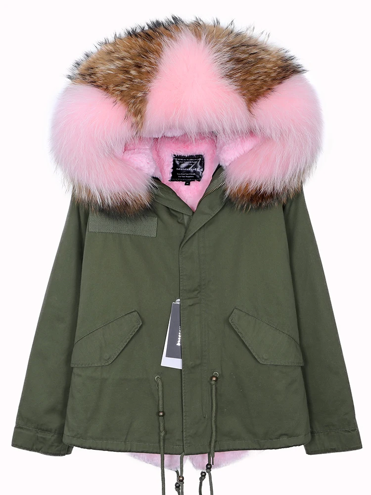 MAOMAOKONG 2026 Real Fur Coat New Fashion Fox Fur Collar Winter Women's Clothing Removable Lining Thickened Jacket Short Parka
