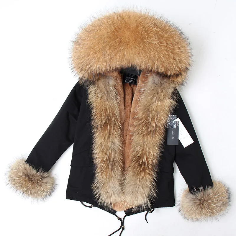 MAOMAOKONG 2026 Real Fur Coat New Fashion Fox Fur Collar Winter Women's Clothing Removable Lining Thickened Jacket Short Parka