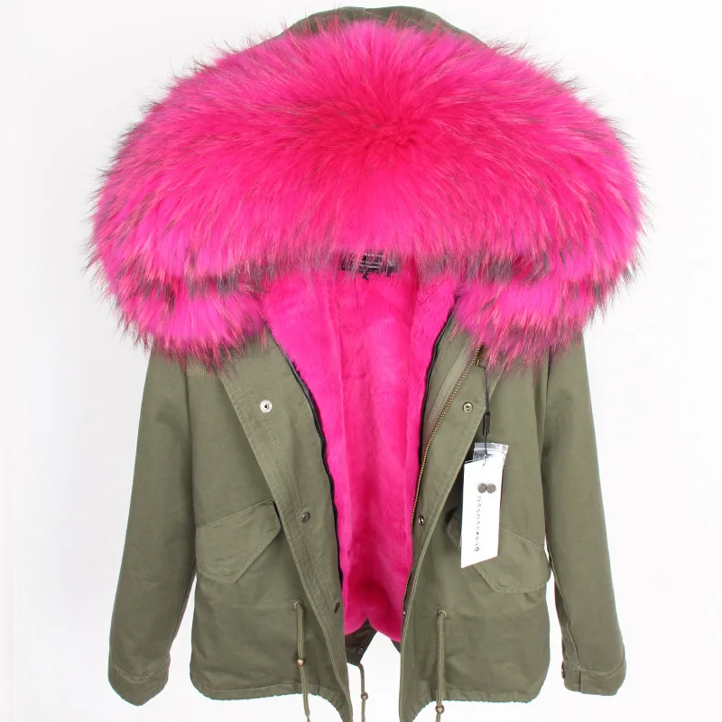 MAOMAOKONG 2026 Real Fur Coat New Fashion Fox Fur Collar Winter Women's Clothing Removable Lining Thickened Jacket Short Parka