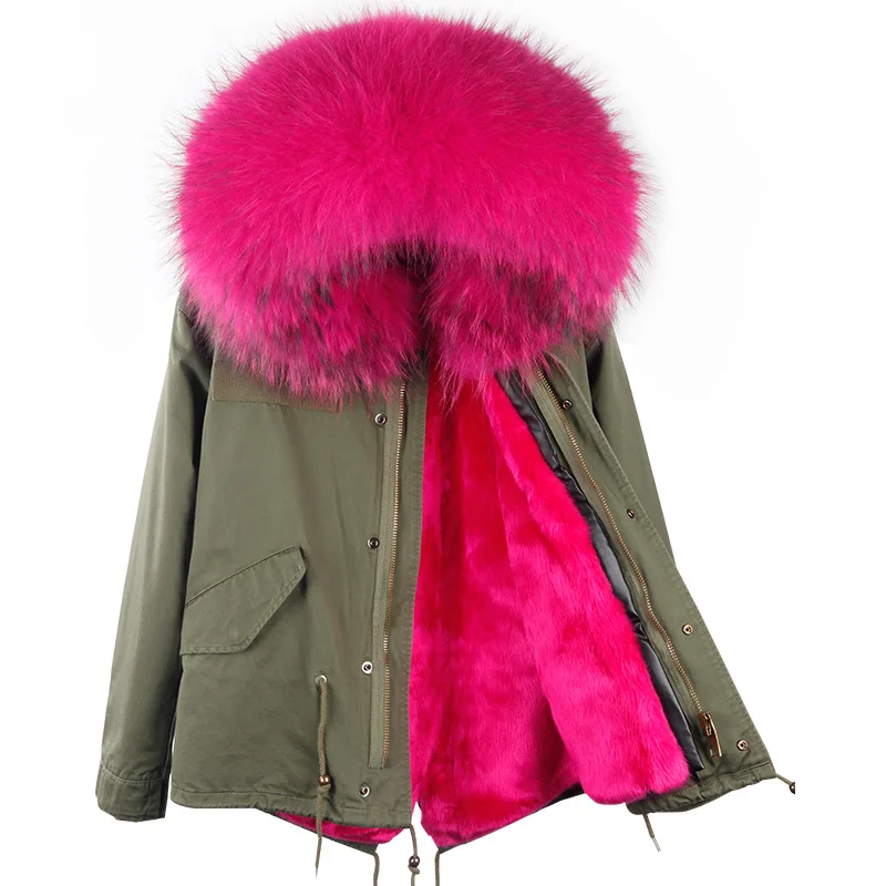 MAOMAOKONG 2026 Real Fur Coat New Fashion Fox Fur Collar Winter Women's Clothing Removable Lining Thickened Jacket Short Parka