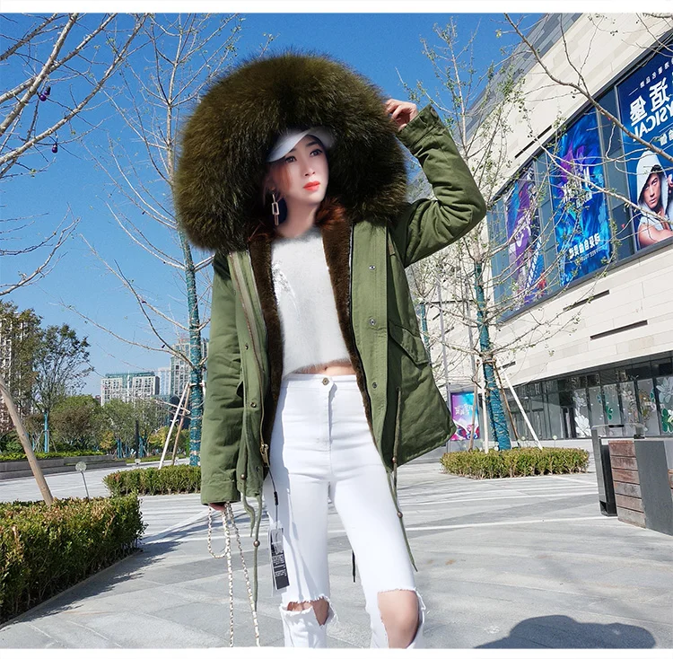 MAOMAOKONG 2026 Real Fur Coat New Fashion Fox Fur Collar Winter Women's Clothing Removable Lining Thickened Jacket Short Parka