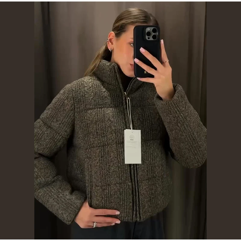 2025 Chic Puffy Padded Coat Women Casual Thicken Stand Collar Down Cotton Coats Female Winter Classic Versatile Street Outerwear