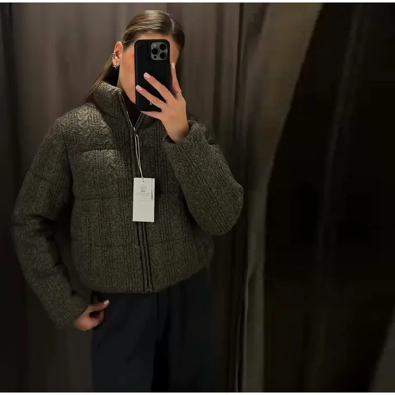 2025 Chic Puffy Padded Coat Women Casual Thicken Stand Collar Down Cotton Coats Female Winter Classic Versatile Street Outerwear