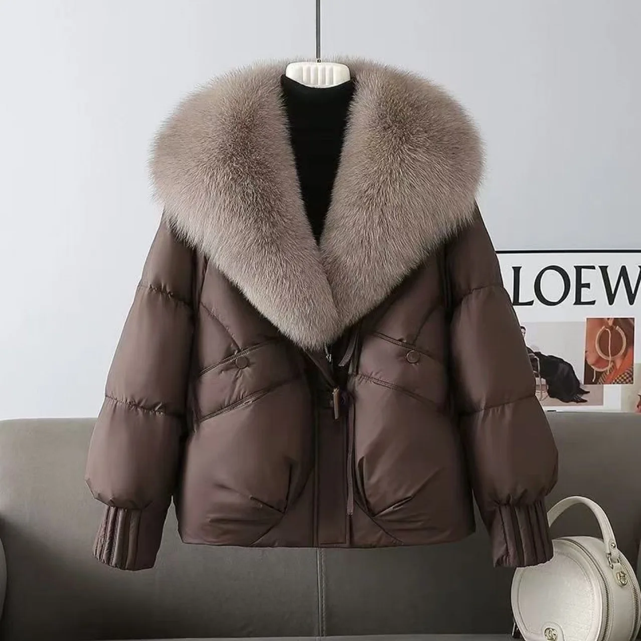 Fashion Winter Jacket Women Parkas 2025 New Korean Big Fur Collar Thick Down Cotton Jacket Female Short Coat Warm Outerwear Tops