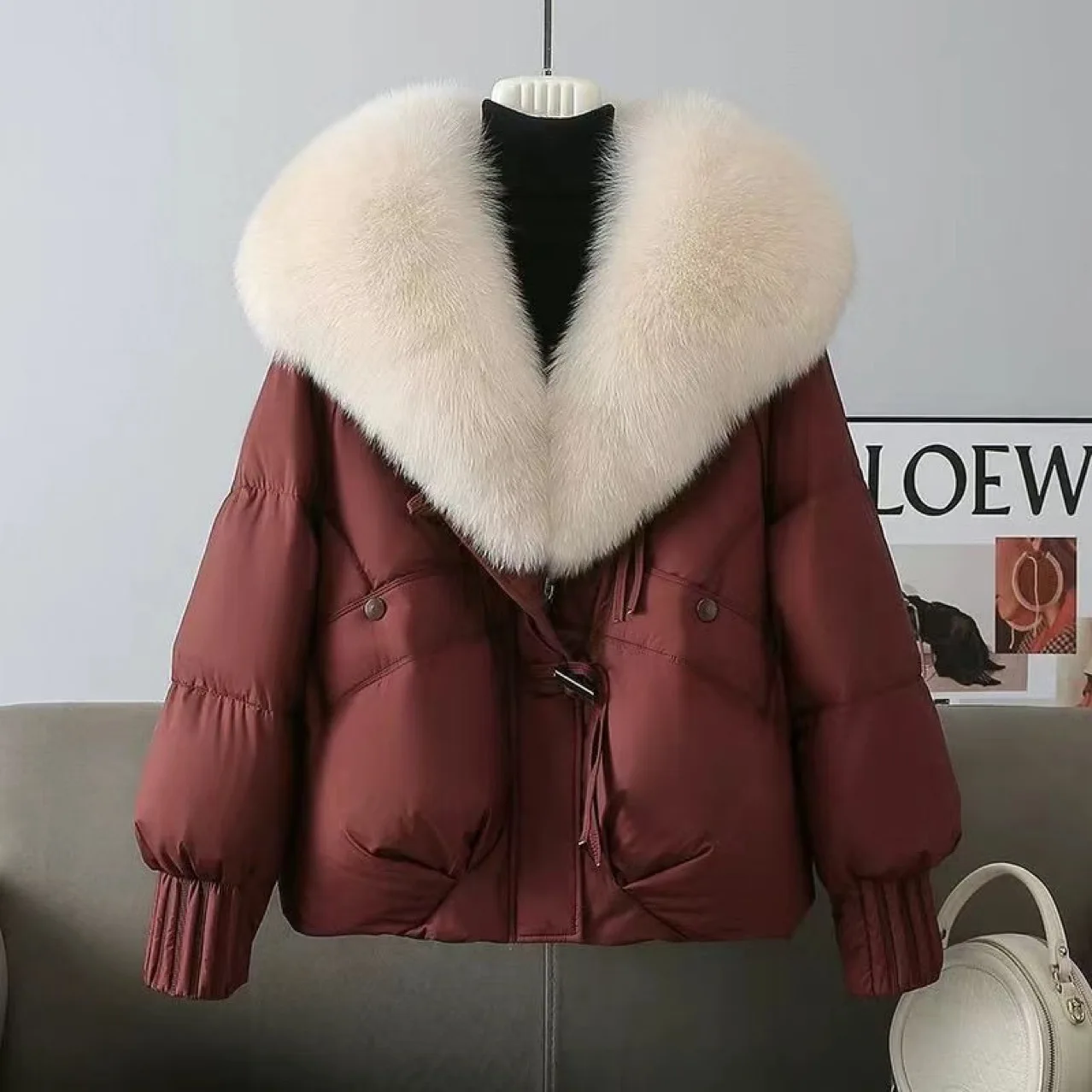 Fashion Winter Jacket Women Parkas 2025 New Korean Big Fur Collar Thick Down Cotton Jacket Female Short Coat Warm Outerwear Tops