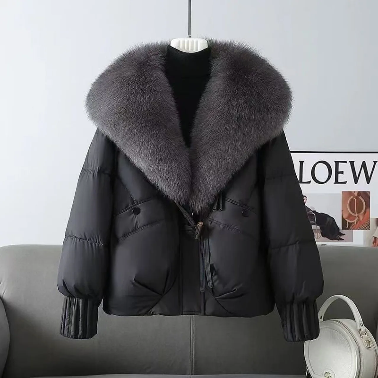 Fashion Winter Jacket Women Parkas 2025 New Korean Big Fur Collar Thick Down Cotton Jacket Female Short Coat Warm Outerwear Tops