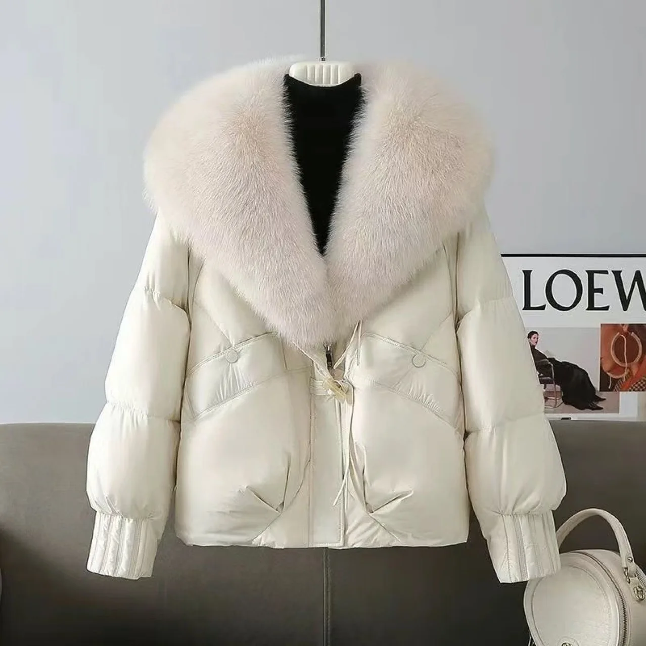 Fashion Winter Jacket Women Parkas 2025 New Korean Big Fur Collar Thick Down Cotton Jacket Female Short Coat Warm Outerwear Tops