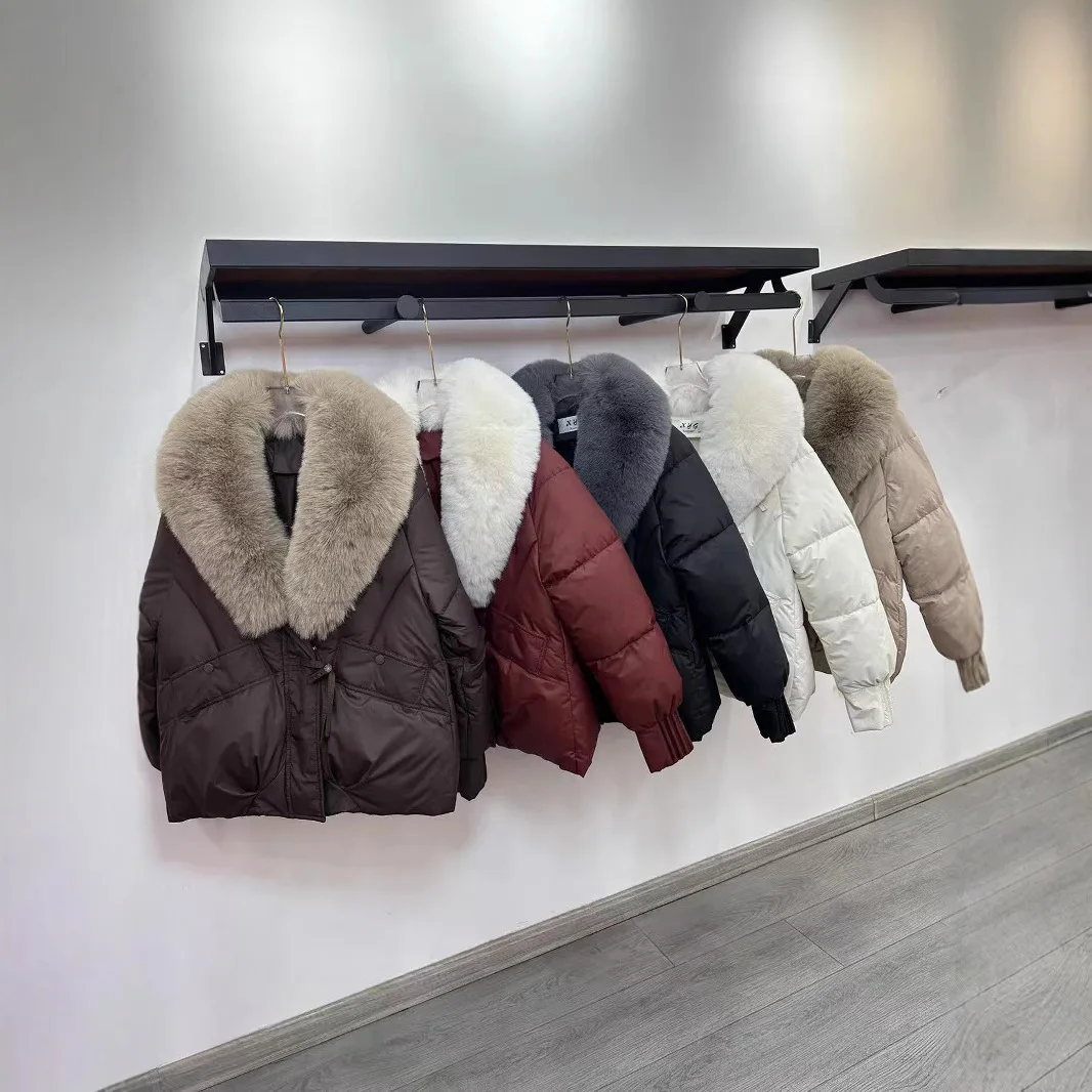 Fashion Winter Jacket Women Parkas 2025 New Korean Big Fur Collar Thick Down Cotton Jacket Female Short Coat Warm Outerwear Tops