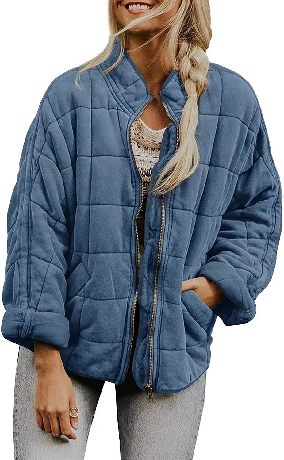 Autumn Winter New Cotton Jacket Coat Women Casual All-match Solid Color Zipper Long Sleeve Coat Fashion Trendy Streetwear Female