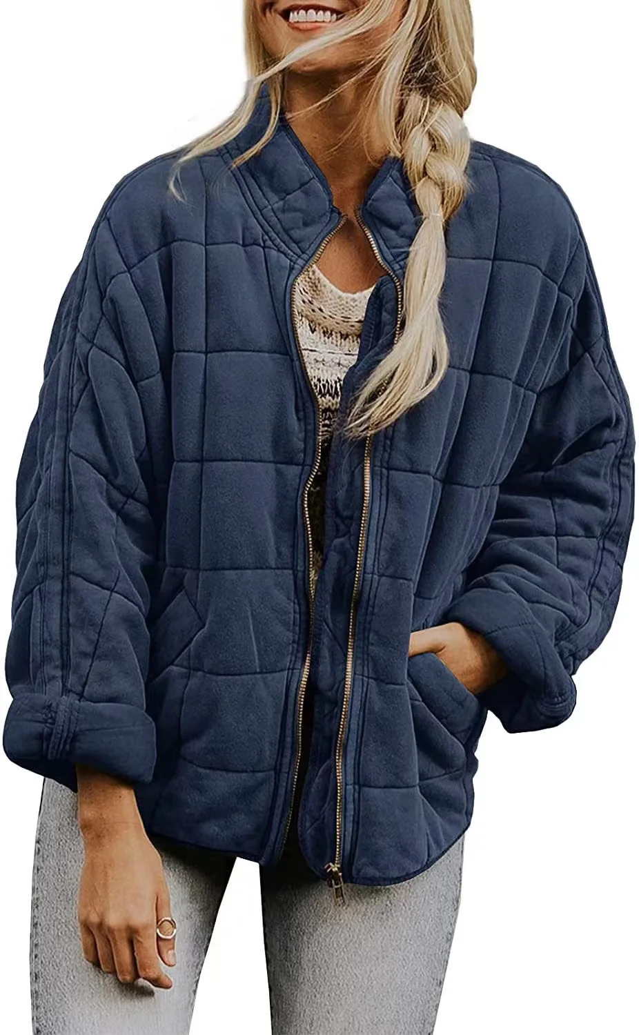 Autumn Winter New Cotton Jacket Coat Women Casual All-match Solid Color Zipper Long Sleeve Coat Fashion Trendy Streetwear Female