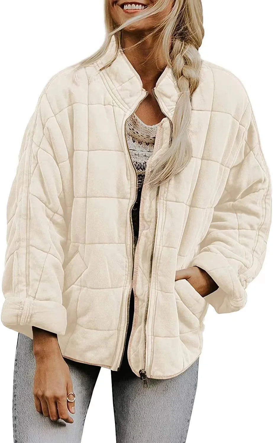 Autumn Winter New Cotton Jacket Coat Women Casual All-match Solid Color Zipper Long Sleeve Coat Fashion Trendy Streetwear Female