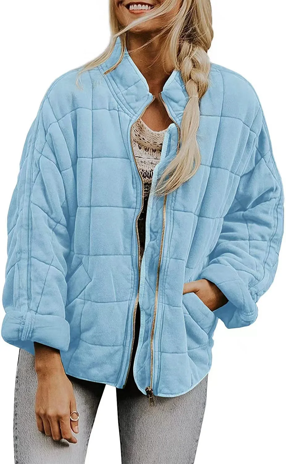 Autumn Winter New Cotton Jacket Coat Women Casual All-match Solid Color Zipper Long Sleeve Coat Fashion Trendy Streetwear Female