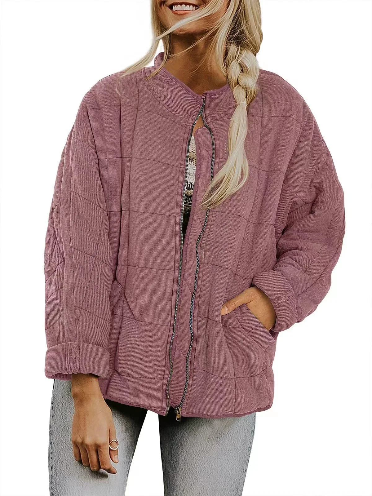 Autumn Winter New Cotton Jacket Coat Women Casual All-match Solid Color Zipper Long Sleeve Coat Fashion Trendy Streetwear Female