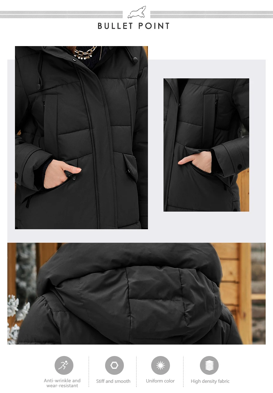 ICEbear 2024 Women's Jacket Long Fashion Women's Winter Down Coat Zip Pocket With Belt Parka High quality coat GWD4675P